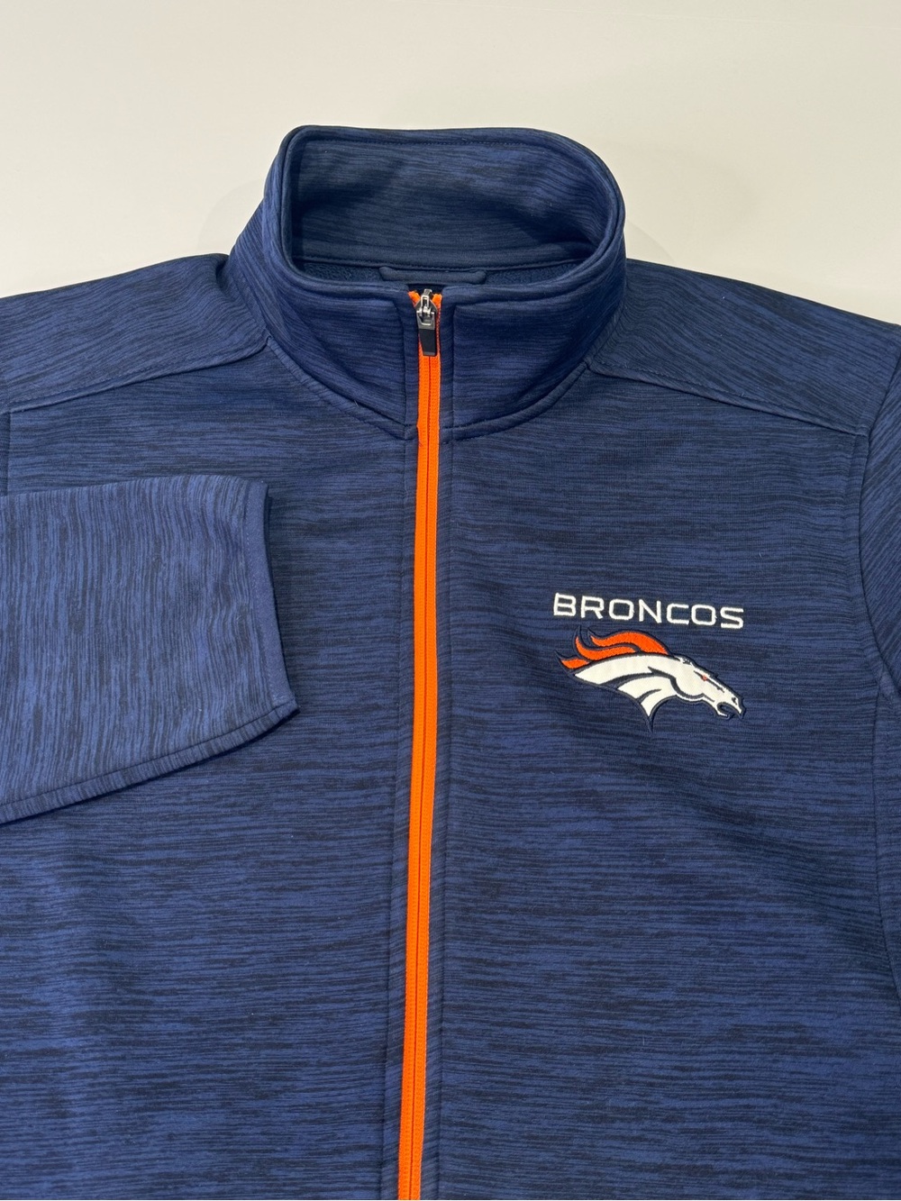 NFL Denver Broncos Men's Medium NFL Zip Up Jacket Blue Orange Sports Football